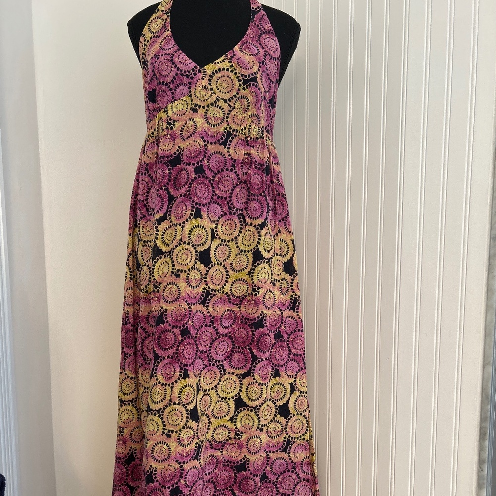 Cotton S/M Lined Halter bohemian/Beach/Festval Maxi Dress